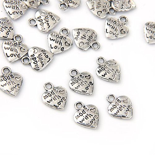 Lot 50 breloques coeur argentées 9 mm pour bijoux Fimo