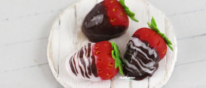 Tuto Fimo fraises chocolat (St Valentin) – Faire des fraises au choco en pâte Fimo