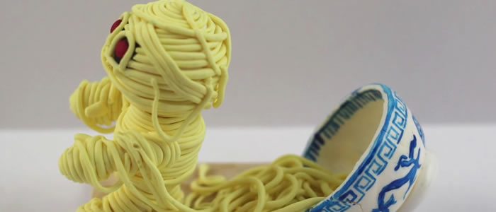 Tuto Fimo momie spaghettis (Halloween)  – Faire une momie spaghettis en pâte Fimo