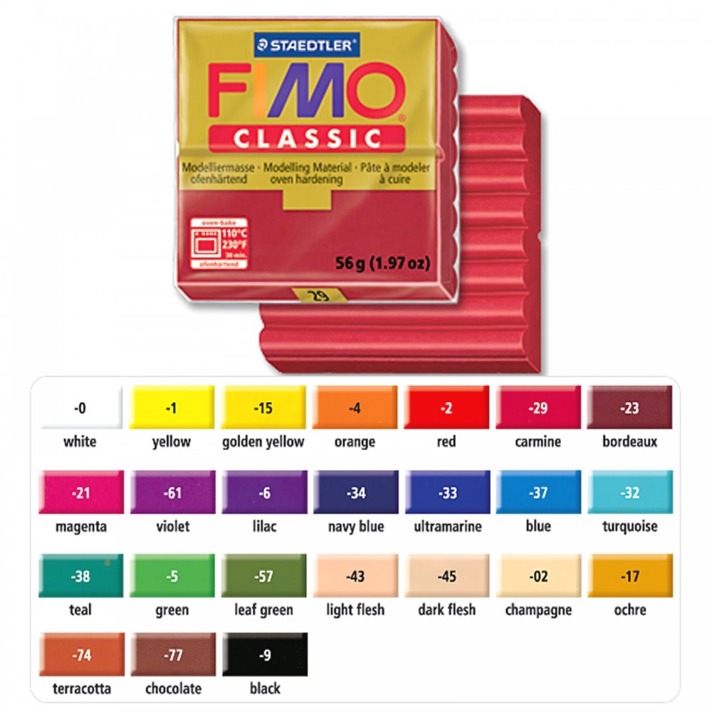 Pâte polymère FIMO série Soft, blanche, n. 0,57 g 2 oz, Pâte à modeler  polymère durcissant au four, Couleurs basiques Fimo Soft by STAEDTLER -   France